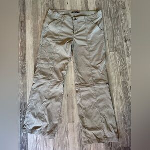 Prana Womens Green Nylon Straight Leg Outdoor Breathe Pants Zippable Size 14